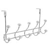 Home Basics 5 Hook Over the Door Hanging Rack with Crystal Knobs, Chrome DH00676